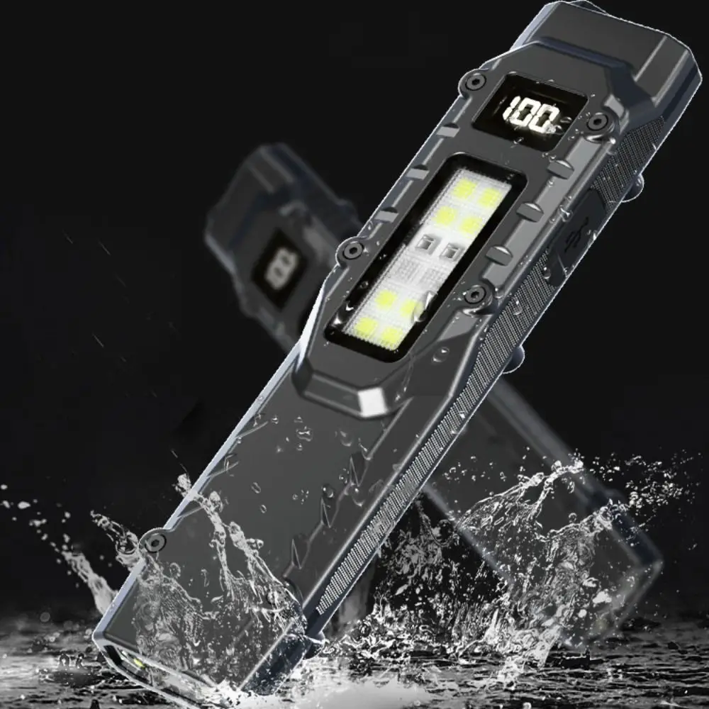 Potente linterna de bolsillo portátil con clip para bolígrafo, minilinterna impermeable con pantalla de energía, lámpara LED UV para acampar
