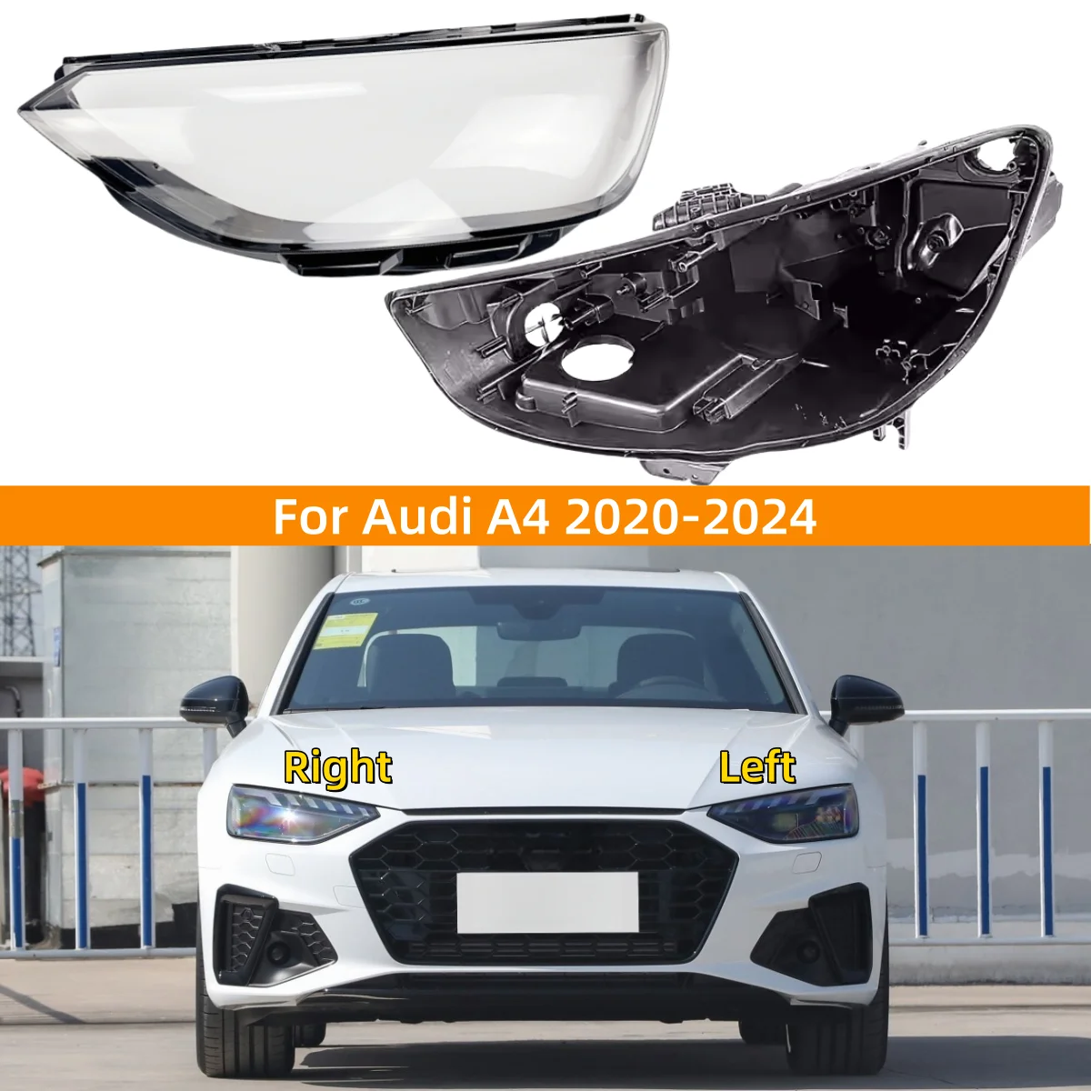 

For Audi A4 2020 2021 2022 2023 2024 Car Interior Replacement Parts Headlights Lamp Glass Headlight Lamp Holder