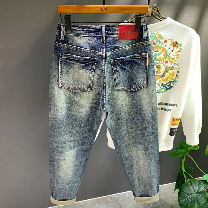 High Street Fashion Brand Retro Washed Jeans Men's Loose Wide Leg Leisure Street Handsome Hip Hop Versatile Harem Pants