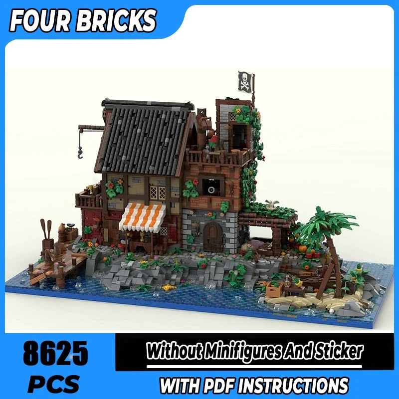 

Moc строительные блоки, пиратский остров, технология, модульные кирпичи, модель, подарки, рождественские игрушки, наборы «сделай сам», сборка