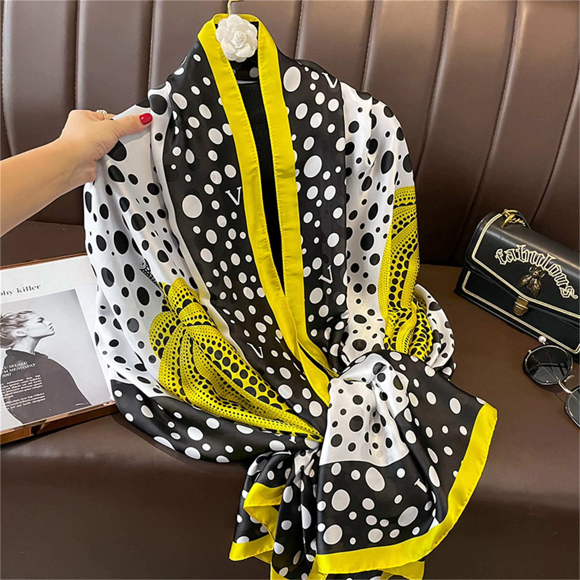 Marke Designer Seiden schal weibliche Foulard Bandana lange Schals Wraps Winter Hals Schals Pashmina Lady Hijab Luxus neu