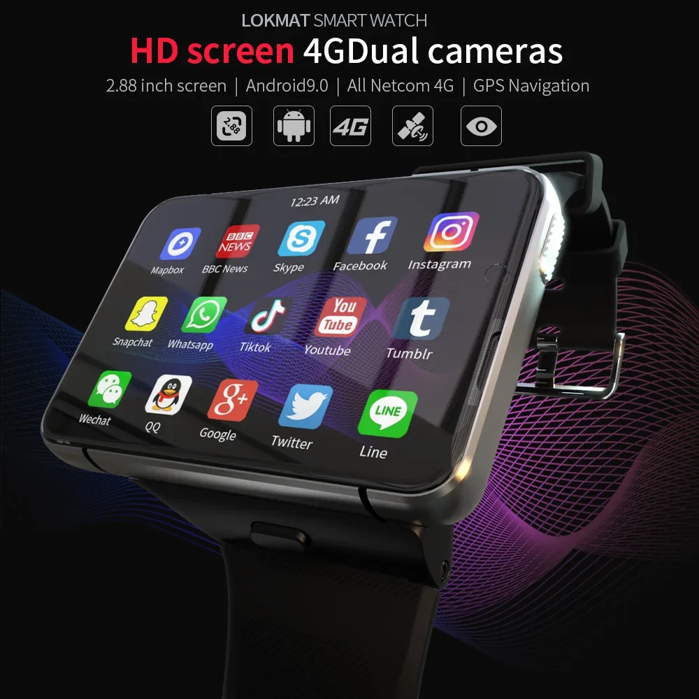 4G WiFi Smart Watch Men Dual Camera Video Calls Android Phone SIM Card Heart Rate 4G+64G Smartwatch