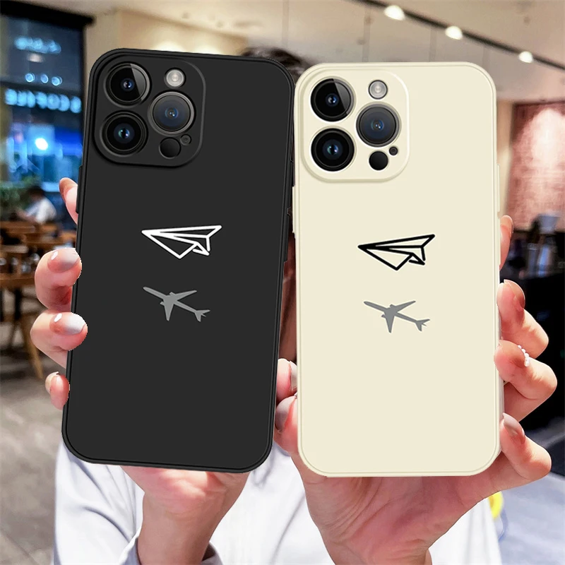 Ins ورقة طائرة طائرة جراب هاتف آيفون 16 17 15 11 12 14 13 برو ماكس ميني X XR 7 8 زائد SE 16E الهواء ماتي غطاء Fundas