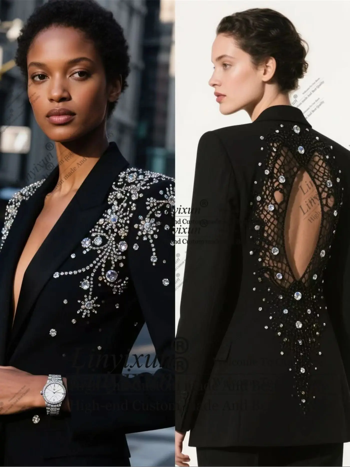 

Stunning Ornament Diamonds Of Bride Dresses Customized Shiny Luxury Women Suits Banquet Party Tuxedo костюм женск