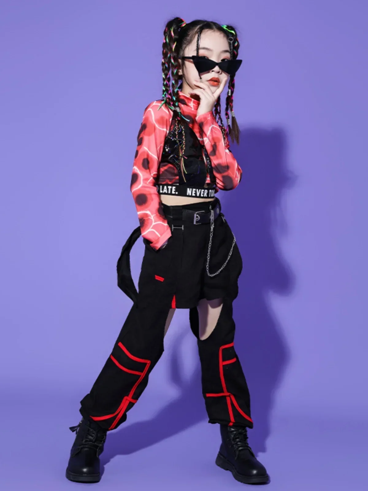 ملابس أداء الرقص في الشوارع للأطفال ملابس Kpop للفتيات ملابس الرقص الهيب هوب ملابس رقص الجاز VDB7324