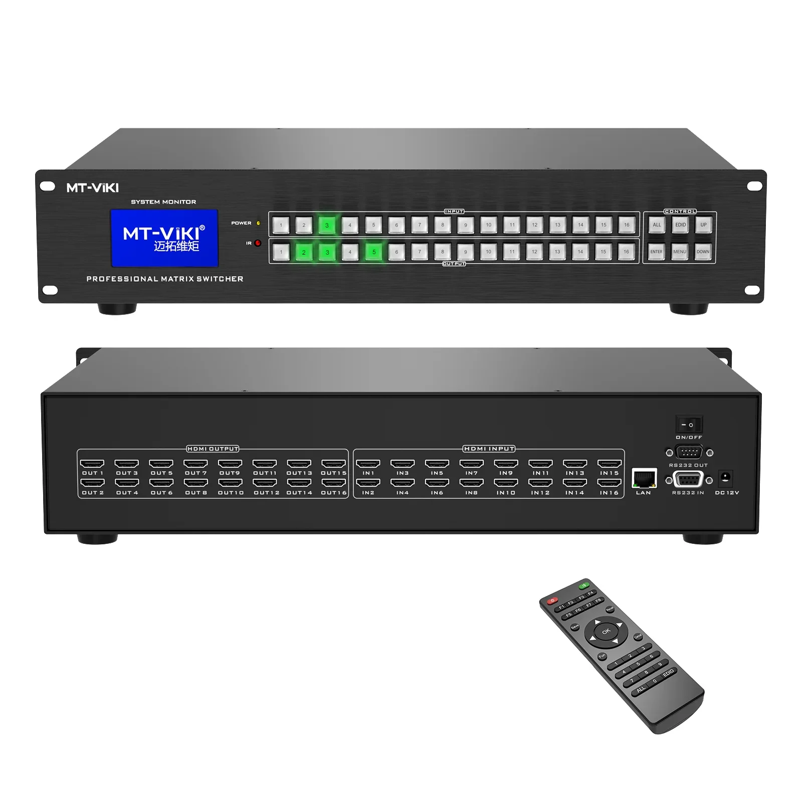 

4K 30Hz Video HDMI Matrix switcher 16x16 + IR Remote , MT-VIKI Audio video equipments 16 port HDMI Matrix Switch 16 in 16 out