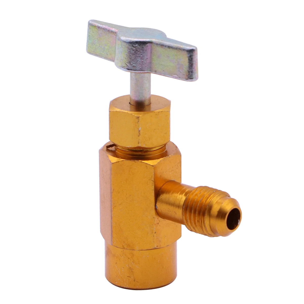 

Can Tool Brass R134A Bottle Opener 1/2 Inch Thread T Handle For Ac Hose R134A Can Screw On Design