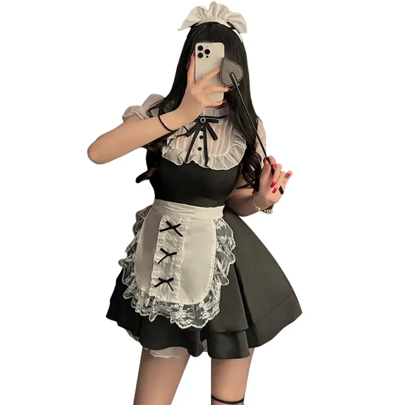 Anime Cosplay Costumes Maid Outfit Women Lolita Dress with French Apron Japanese Coffee Girl Sexy Lingerie Set Porno Bar Uniform