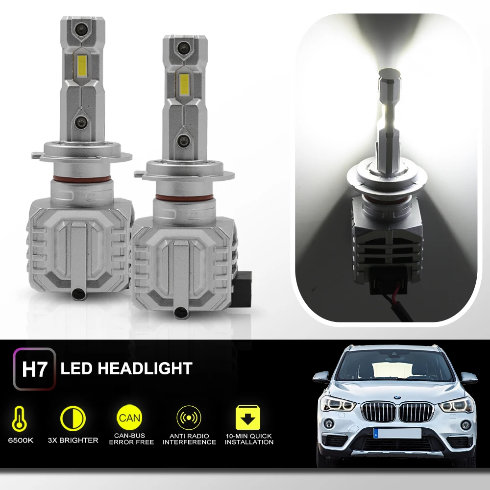 

For BMW X1 F48 2015-2022 For Audi A1 2015-2018 LED H7 Dipped Beam Bulb Headlamp Canbus No Flincker Vacuum Heat Pipe Headlight