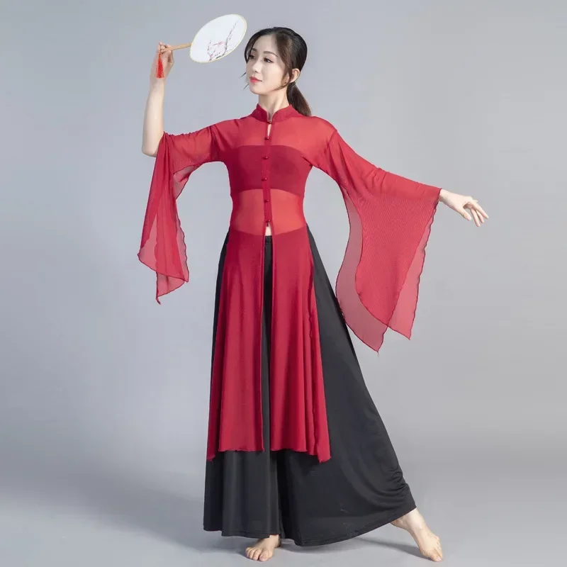 J017 Oriental Belly Dance Dress Chinese Cheongsam Yarn Antiquity Classical Hanfu Uniforms Clothing Female Performance Costume