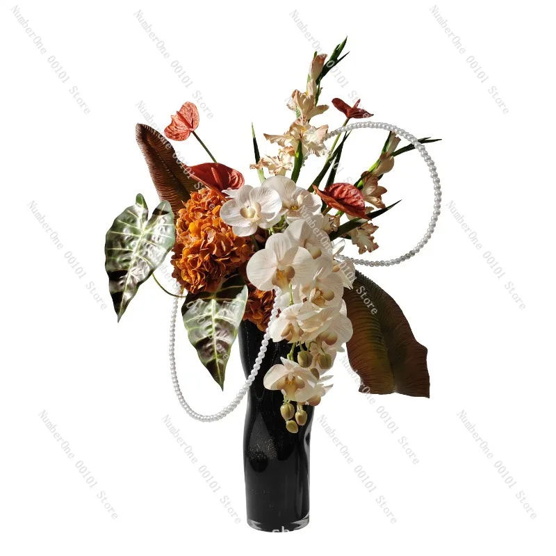 Elegante Luxus-Glasvase für Blumenarrangements Künstliche Blumendekoration Dekoratives Ornament für Hotel Club Unternehmen