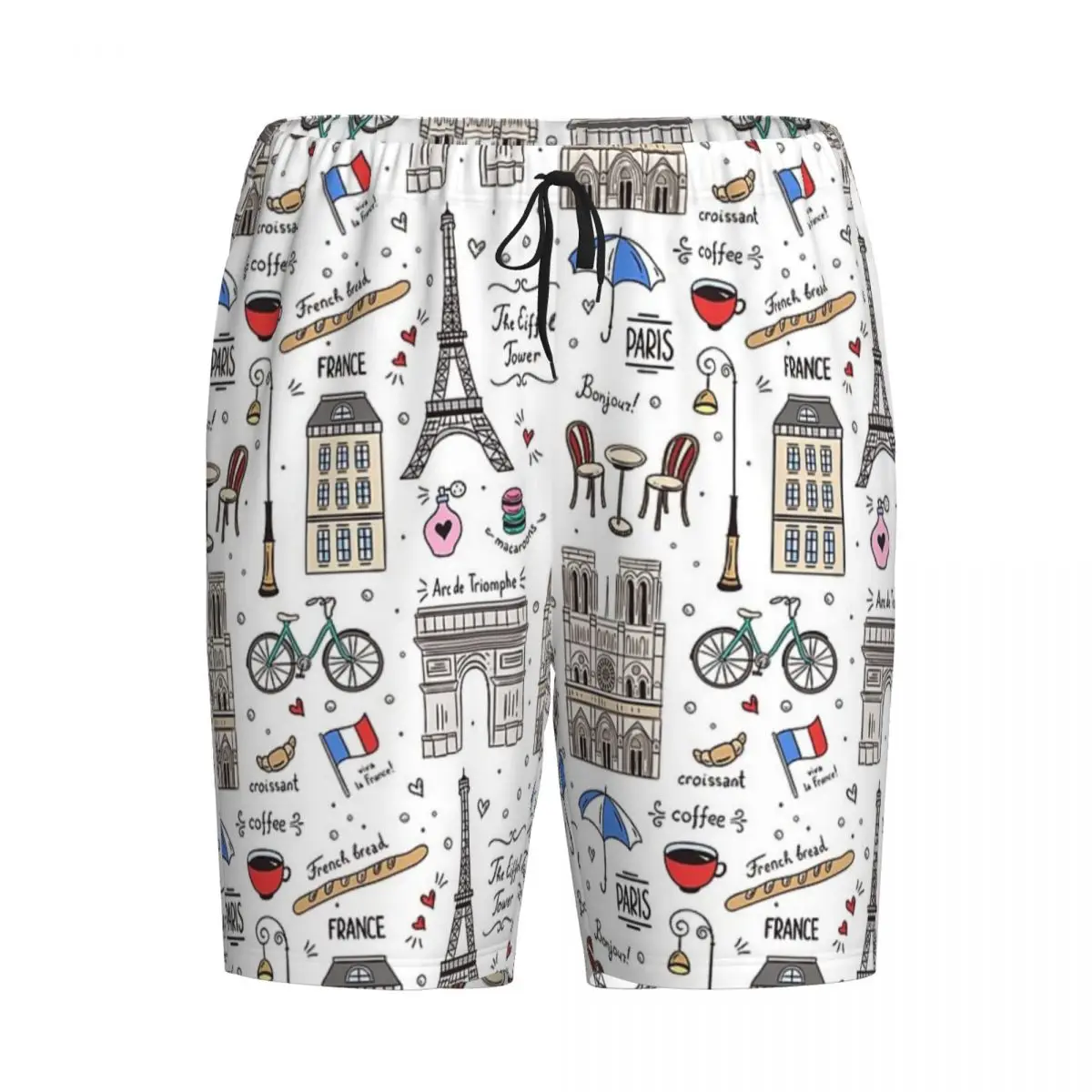Custom Paris Pattern Colors Shorts Sleeping Pants Men Pajama Pants Lounge Sleep Sleepwear Bottoms