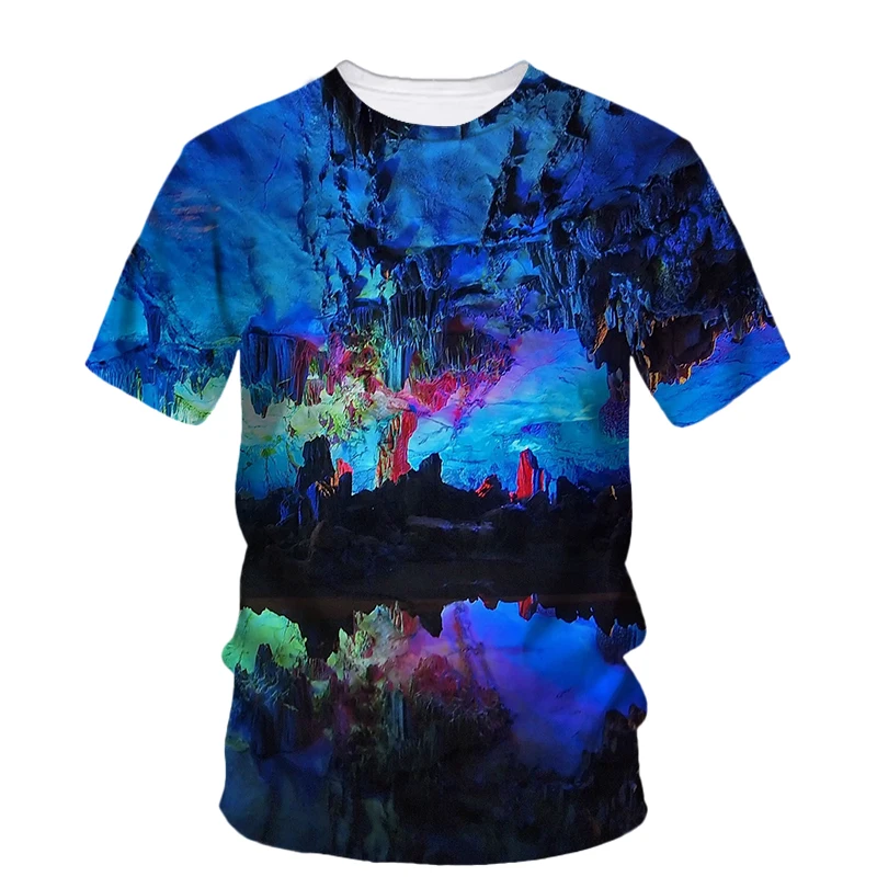 Summer New Trend Karst Cave graphic t shirts For Men Fashion Casual Fun Personality Original Printed Short Sleeve Streetwear Top