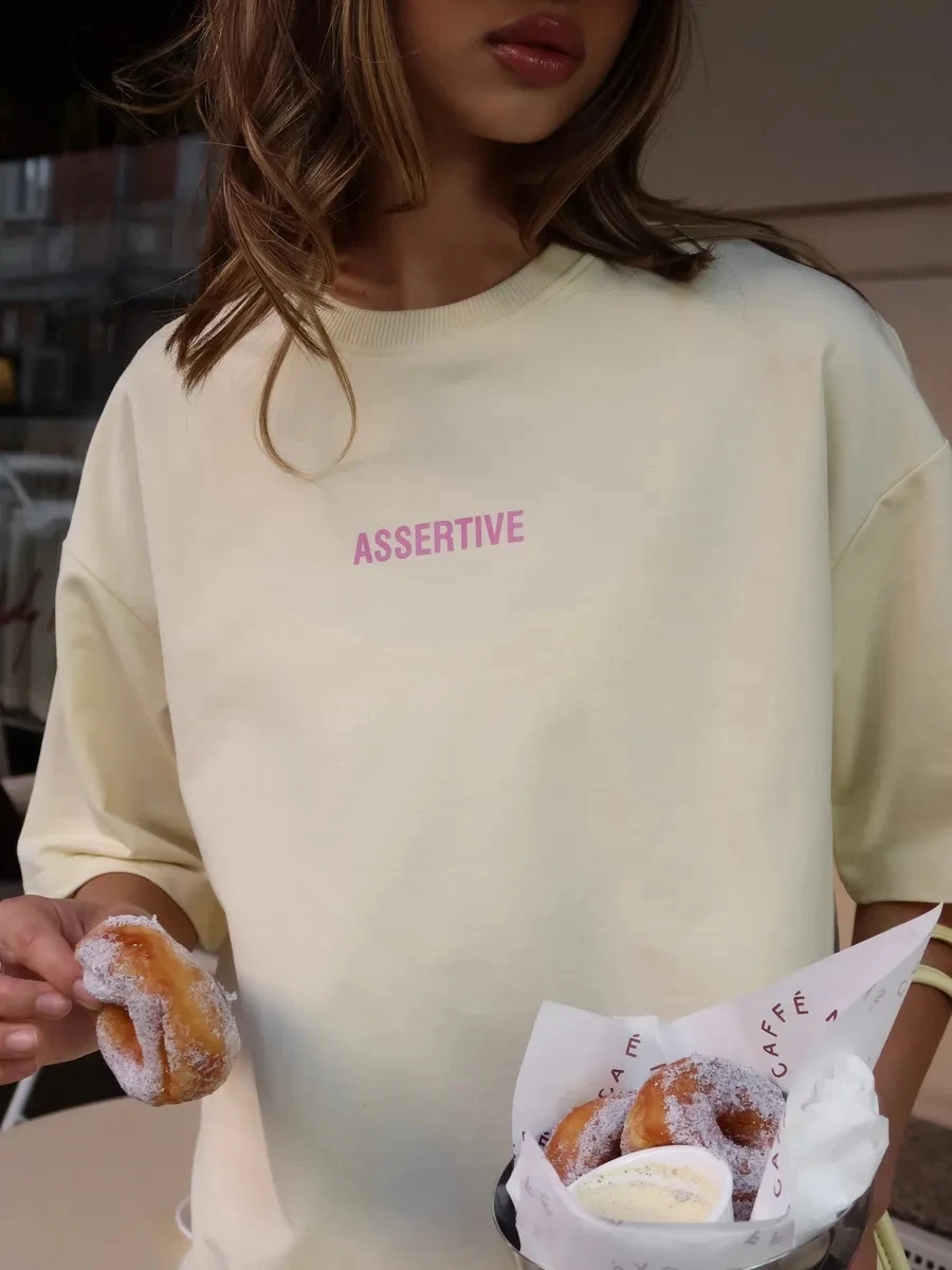 

Faionable Повседневная свободная круглая футболка с принтом Ne Женский топ Удобный хлопковый летний ор Sve Креативный текстовый узор