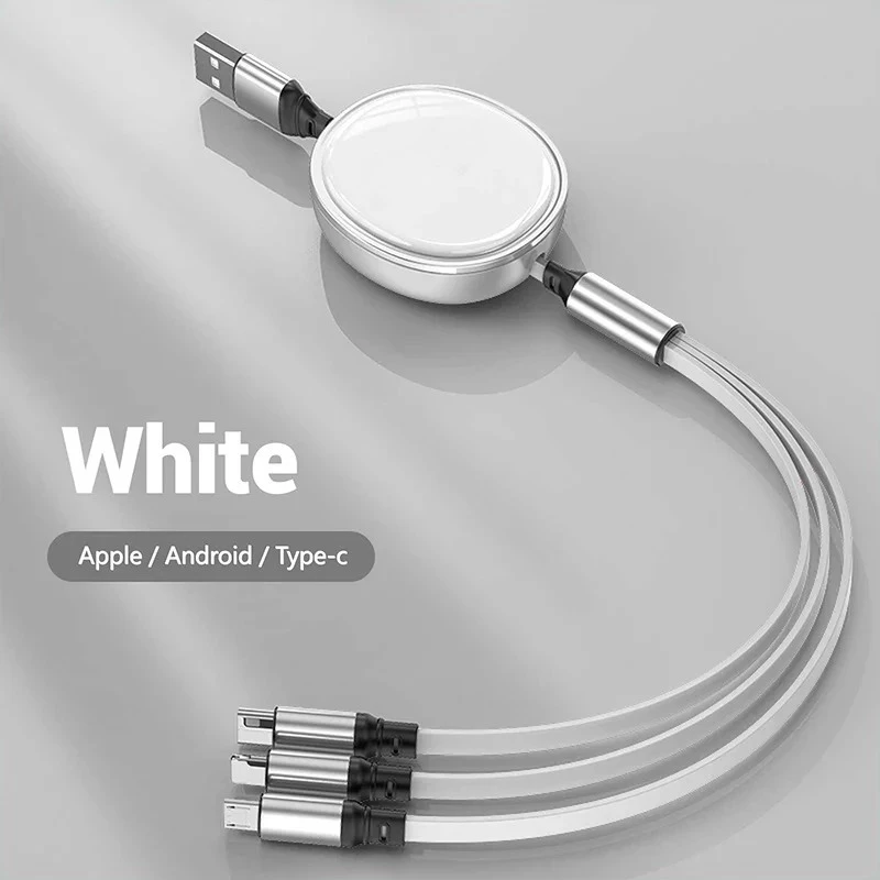 Kabel Dapat Ditarik 120W Pengisi Daya Cepat untuk Ifor IPhone 15 16 Samsung Galaxy Xiaomi Redmi Huawei USB C Kabel Pengisi Daya USB Mikro Ponsel