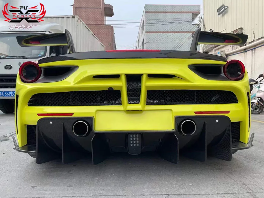 건식 탄소 섬유 앞 립 범퍼 사이드 스커트 후면 디퓨저 스포일러 테일 윙 페라리 488 업그레이드 MSY 스타일 자동차 액세서리
