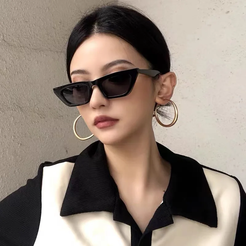 Luxury Rectangle Sunglasses Woman Vintage Cat Eye Design Sun Glasses Female Male Personality Cool Retro Black Cateye Oculos