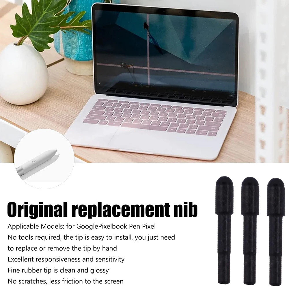 3 szt. Wymienne końcówki z klipsem do pióra dotykowego końcówki do pióra dotykowego o wysokiej czułości do pióra HP Active Pen T4Z24AA/6SG43UT/6SG43AA/4KL69AA