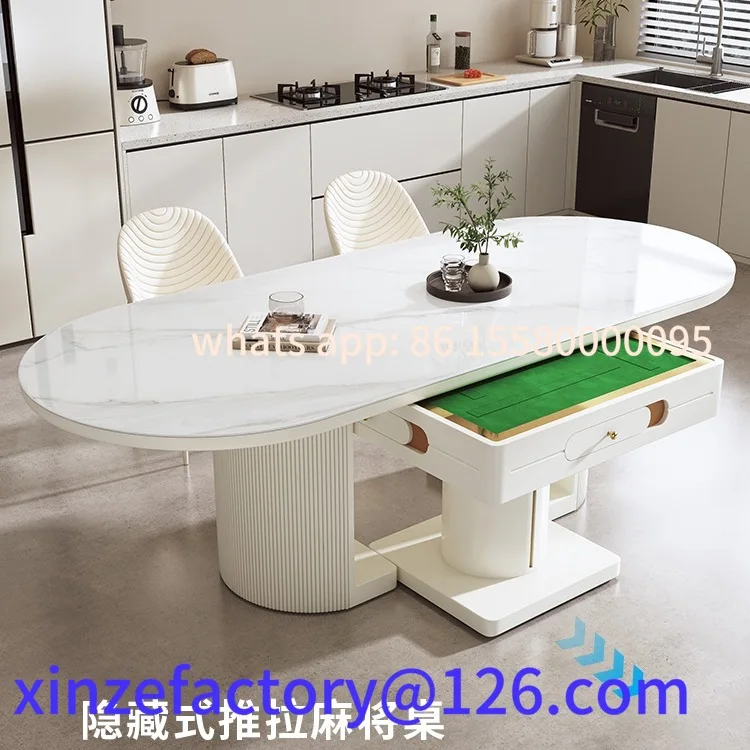 Tavolo da pranzo Mahjong automatico personalizzabile per la casa, ardesia semplice moderna a doppio scopo