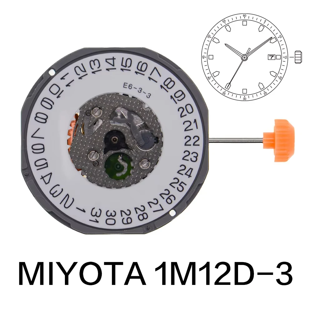 MIYOTA 1M12 Movement 1M12 Miyota Movement Watch Quartz Movement 1M12D-3 Movement Japan Three Hands Date at 6 Repair Part