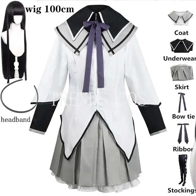 

Anime akemi homura cosplay traje uniforme de combate meias akemi homura outfits