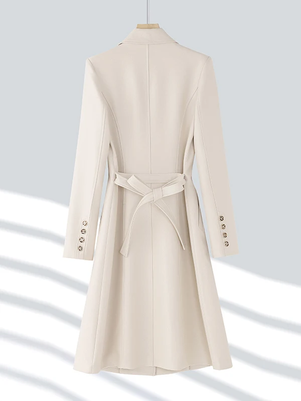 Women's Mid-Length Coat Jacket Autumn Winter New Style Commute Professional Formal Detachable Waist Belt Suit Coat