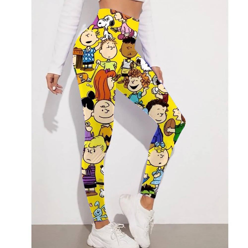 Snoopy print Women Seamless Yoga Pants Butt Lifting Workout Tights Fitness Gym Running Compression Sports Leggings