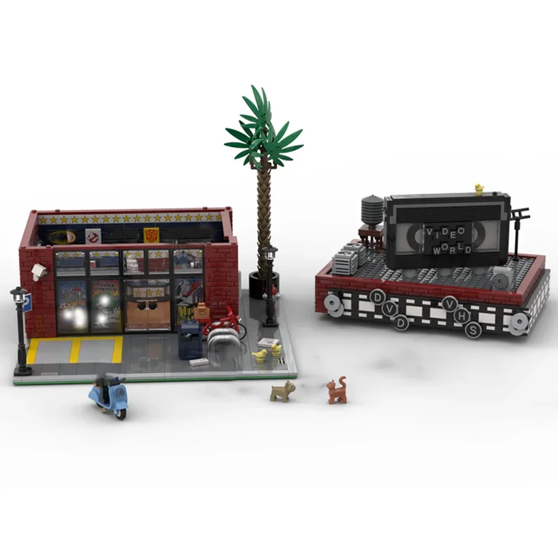 Moc Bausteine Video Shop Modell Ziegel DIY Montage Verwandlung Urlaub Modulare Stadt Gebäude Modell Set Spielzeug Geschenke