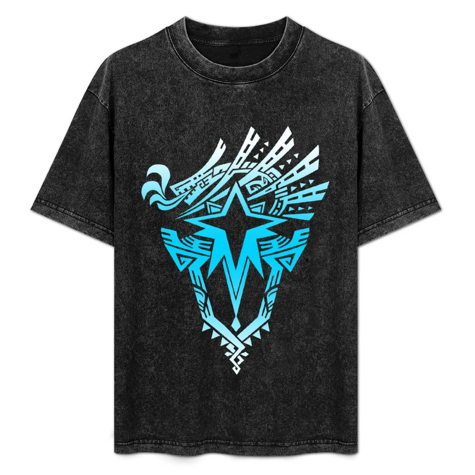 

Monster hunter world iceborne logo (blue) T-Shirt quick drying oversized graphic tee plus size tops t shirt men