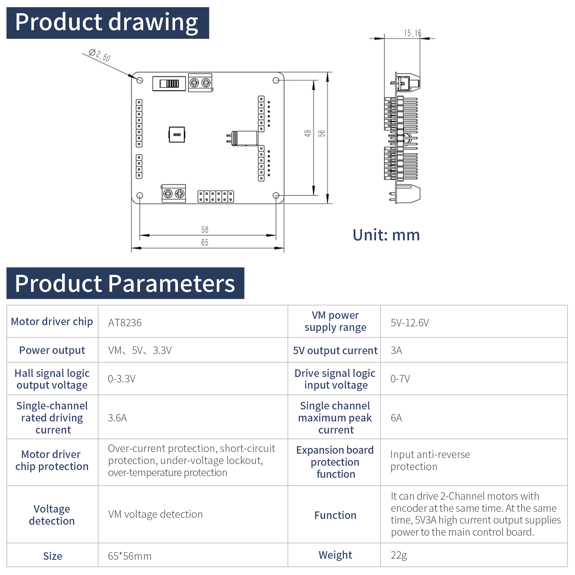 Yahboom h-bridge modul elektronik papan Drive, modul elektronik Motor ganda dengan Chip AT8236 mendukung voltase 5-12v TB6612FNG untuk mobil Robot