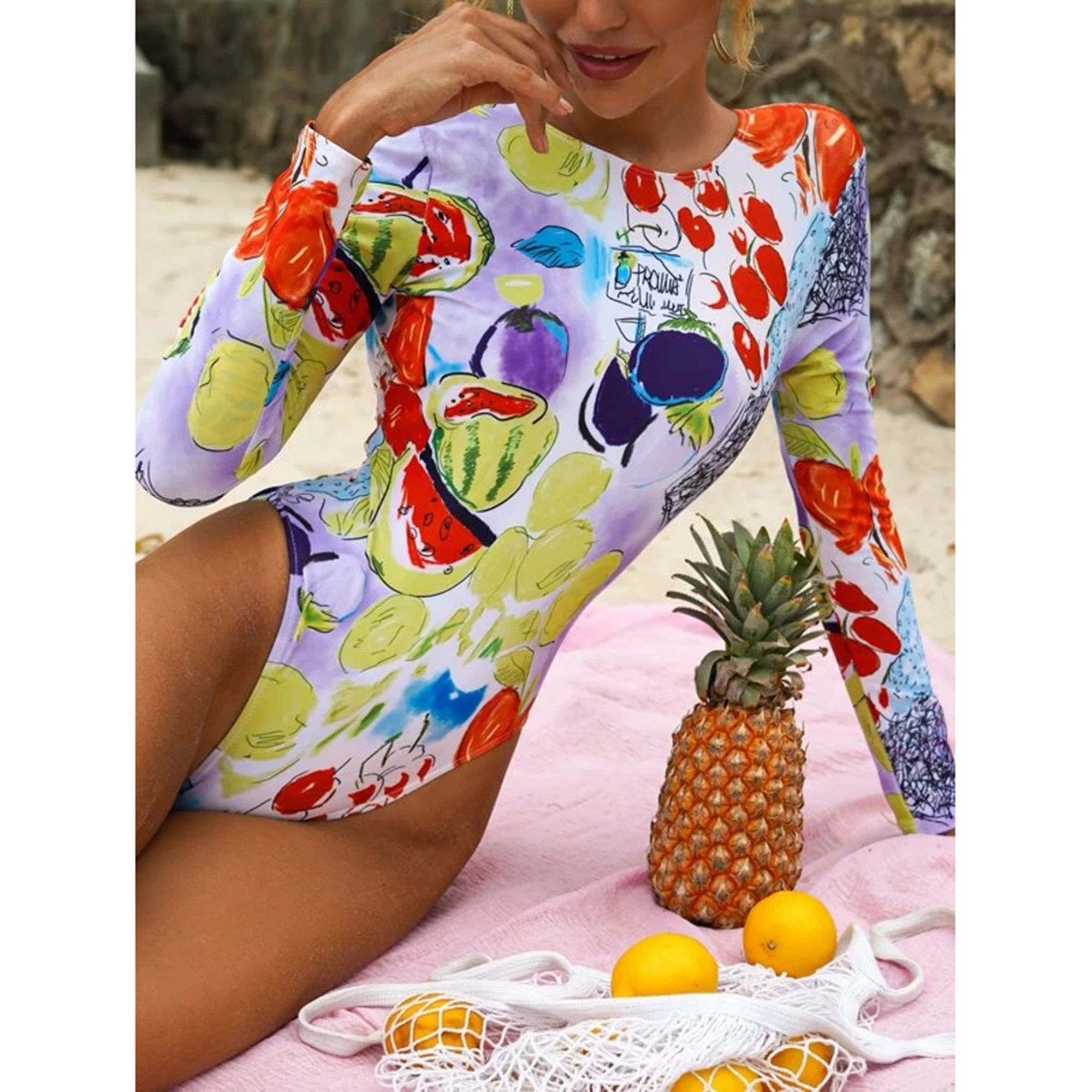 CPUTAN 2024 Backless One Piece Swimsuit Monokini Swimwear Brazilian Surf Summer Sport Vintage Print Women Bathing Suit Beachwear image 3