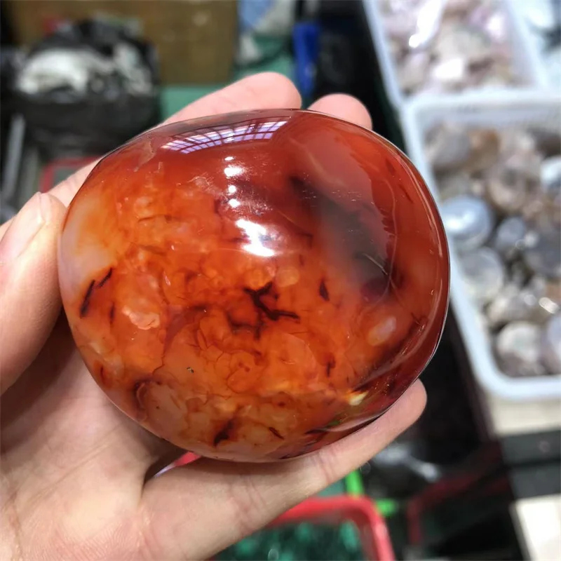 Red Agate Massage Palm Stones Natural Polished Quartz Crystal Healing Gemstones Reiki Feng Shui Decoration