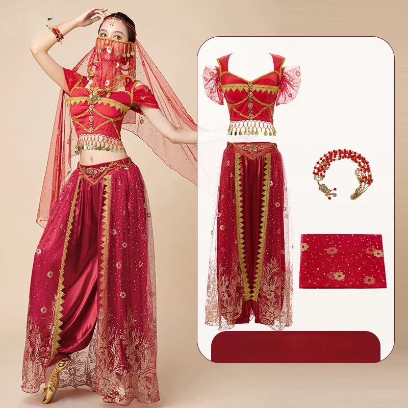 Aladdin Jasmine Princess Belly Dance Practice Costume Costume Han and Tang Chinese Style Performance Suit for Women