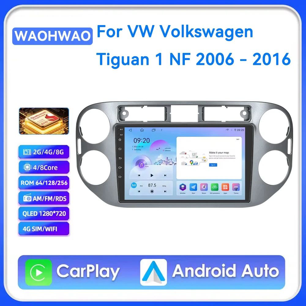 

Android 15 Carplay Auto For VW Volkswagen Tiguan 1 NF 2006 2008-2013 2014 2015 2016 Car Radio Multimedia Video Player GPS