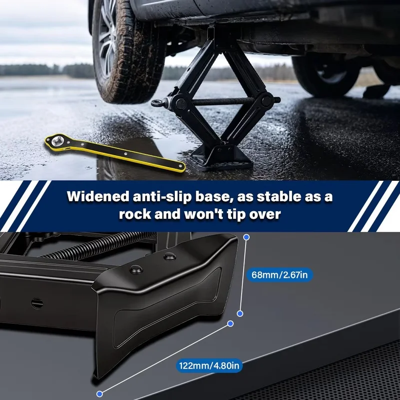 2 Ton Scissor Jack Set Car SUV Auto Jack Kit with Extendable Wheel Wrench Labor-Saving Repair  Tire Replacement Tool