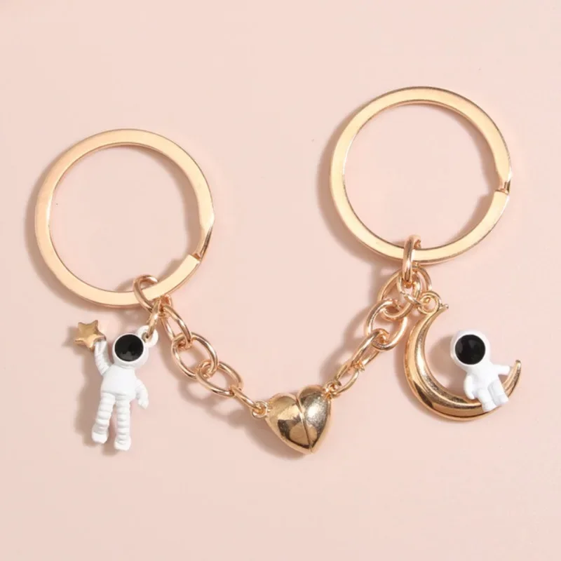 Neue Mode Astronaut Star Moon Schlüssel anhänger für Frauen Männer Raumfahrer Liebe Herz Paar Geschenk Auto tasche Schlüssel ring Anhänger Zubehör