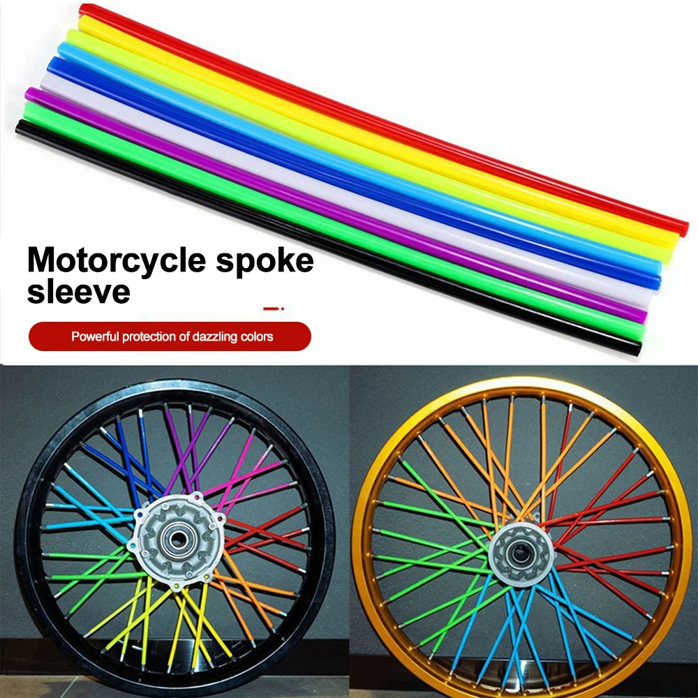 

1 Set 8 Colors Car Styling Strips Motocross Bike Motorcycle Wheel Hub Steel Wire Tube Sleeve Spoke Decoration 17/24cm Rim Tape