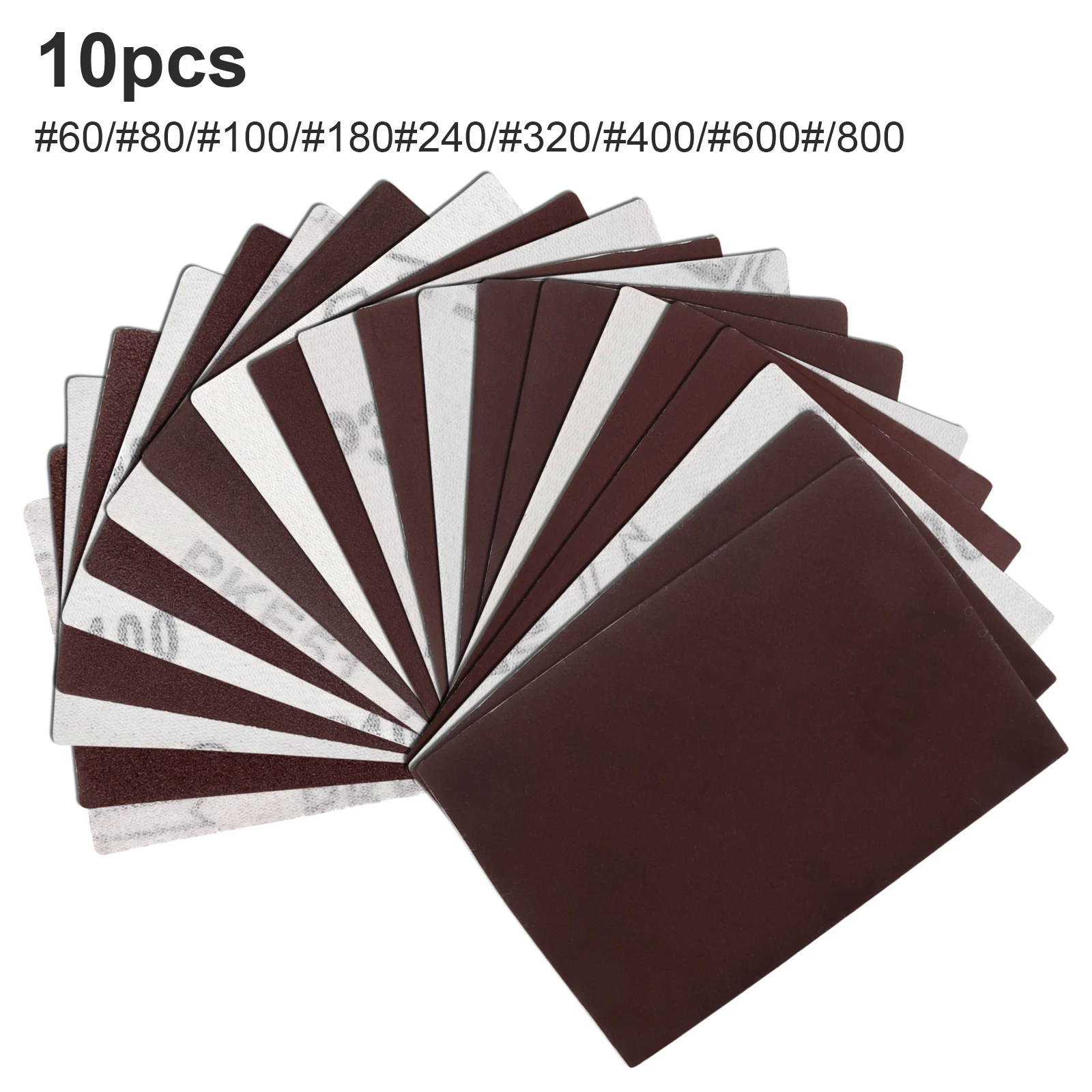

10pcs Sheet Sandpaper 60 80 100 180 240 320 400 600 800 Grit Sanding Backing Sand Paper for Sander Car Wood Sheet Polishing