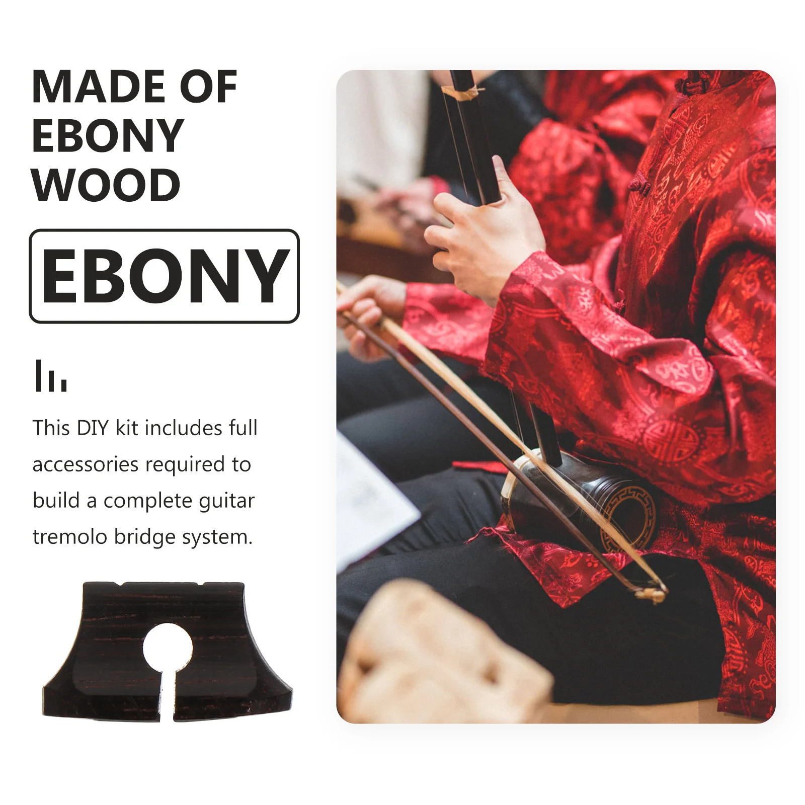 

5Pcs Professional Ebony Erhu Bridge Natural Wood for Musical Instrument Parts Accessories Repair and Decoration Kit