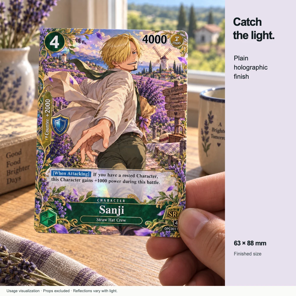 5pcs One Piece Holographic Trading Cards Lavender Hills Nami Sanji Perona Sabo Vivi English Collectible Gift 63x88mm Bundle