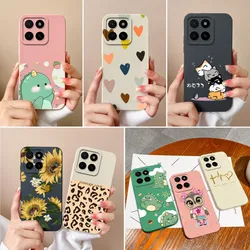 For Honor X5b Plus Case Funda Leopard Print Liquid Silicone Super Shockproof For Honor X5 B 4G Fancy Sunflowers Back Covers Capa