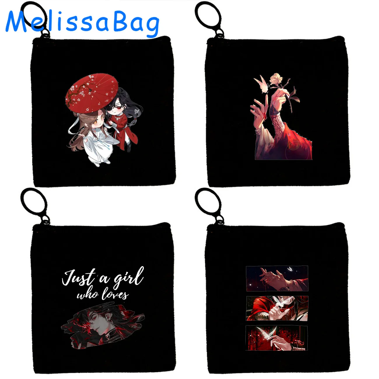 Anime Tian Guan Ci Fu Heaven Blessing TGCF Hua Cheng XieLian Graphic The Ghost King Canvas Coin Purse Card Key Case Bag Pouch