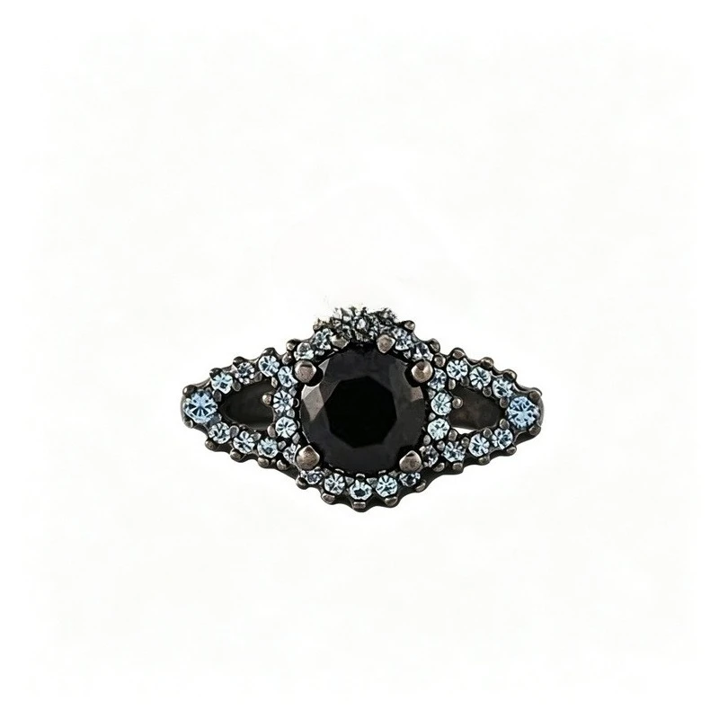 Black Gold Cross Ring for Women Crystal Center Stone Alloy Punk Vintage Statement Ring Jewelry Gift Party
