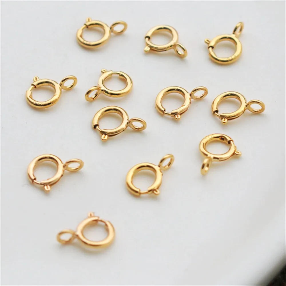 S925 Sterling Silver Gold-Plated Spring Buckle, DIY Connecting Accessories Anti-allergic Round Buckle Basic Jewelry Material 5mm