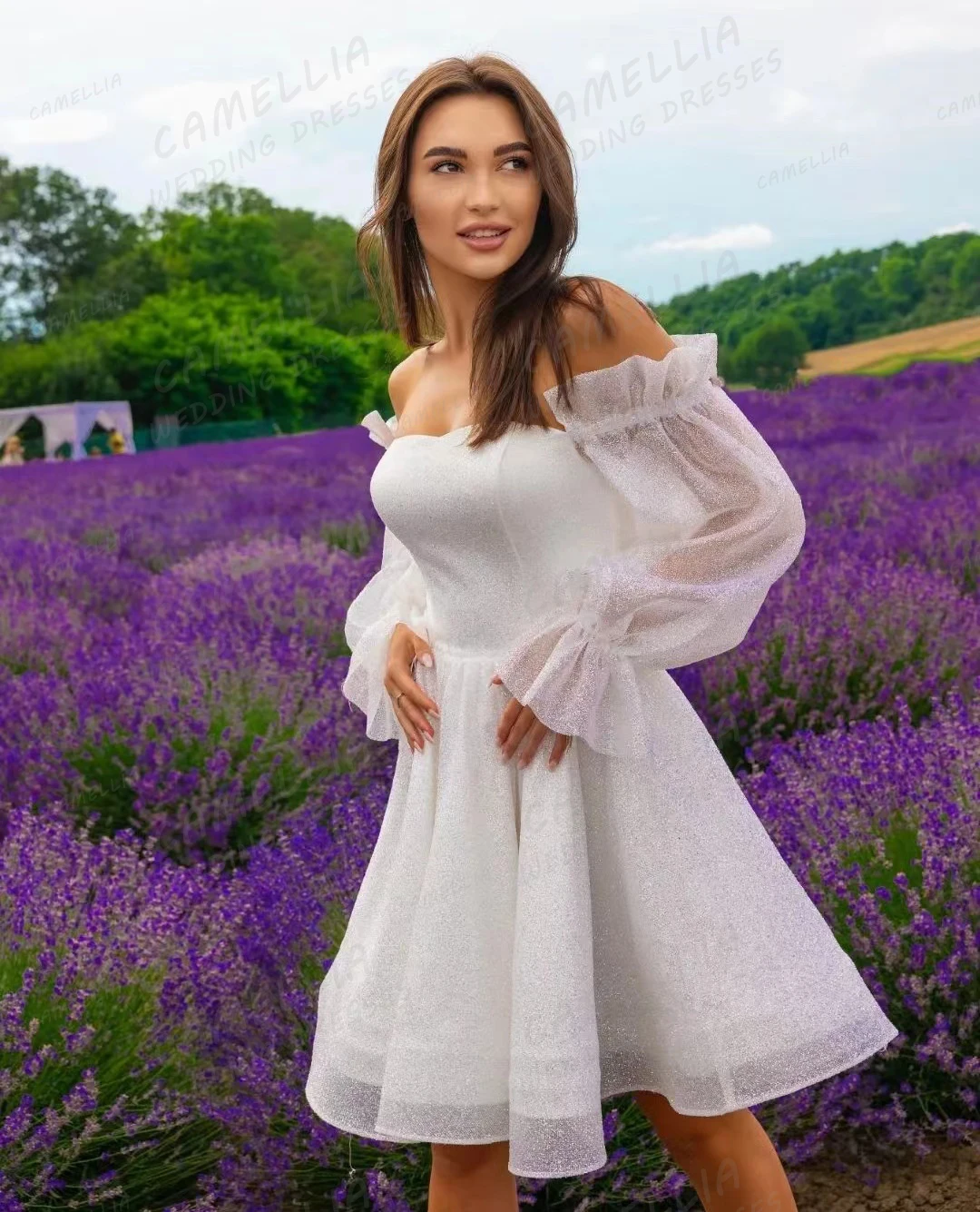 Vestidos de casamento sem mangas para mulheres, fora do ombro, vestido curto elegante, querida sexy, vestidos de noiva, vestido de festa, 2024