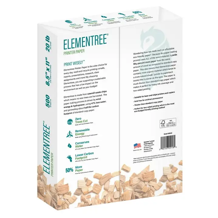 Elementree Sustainable Multipurpose Paper, 20 lb., 8.5" x 11", White, 2500 Sheets