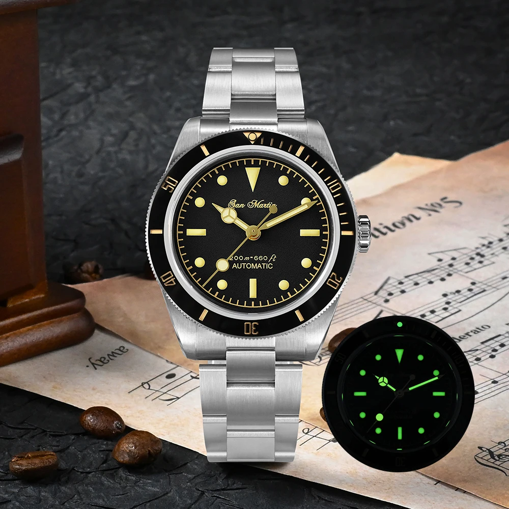San Martin nuovo 38mm 6200 orologio subacqueo classico stile retrò orologio da uomo automatico zaffiro meccanico impermeabile 200m luminoso