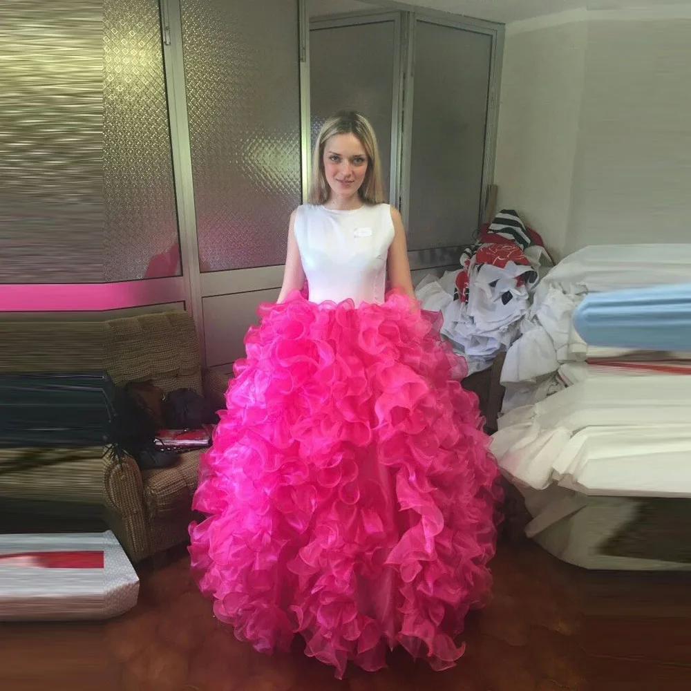 

Pink Tulle Maxi Skirts Ruffles Ball Gown Women Birthday Skirts TUTU Lush Skirt Celebrity Holiday Bridal Skirt