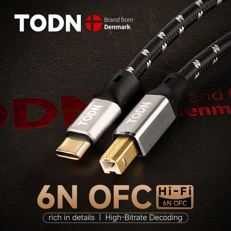 Todn USB DAC Kabel Typ C zu Typ B HiFi Stereo Kabel 6N OFC Daten-Audio-Digitalkabel für Mobiltelefon DAC