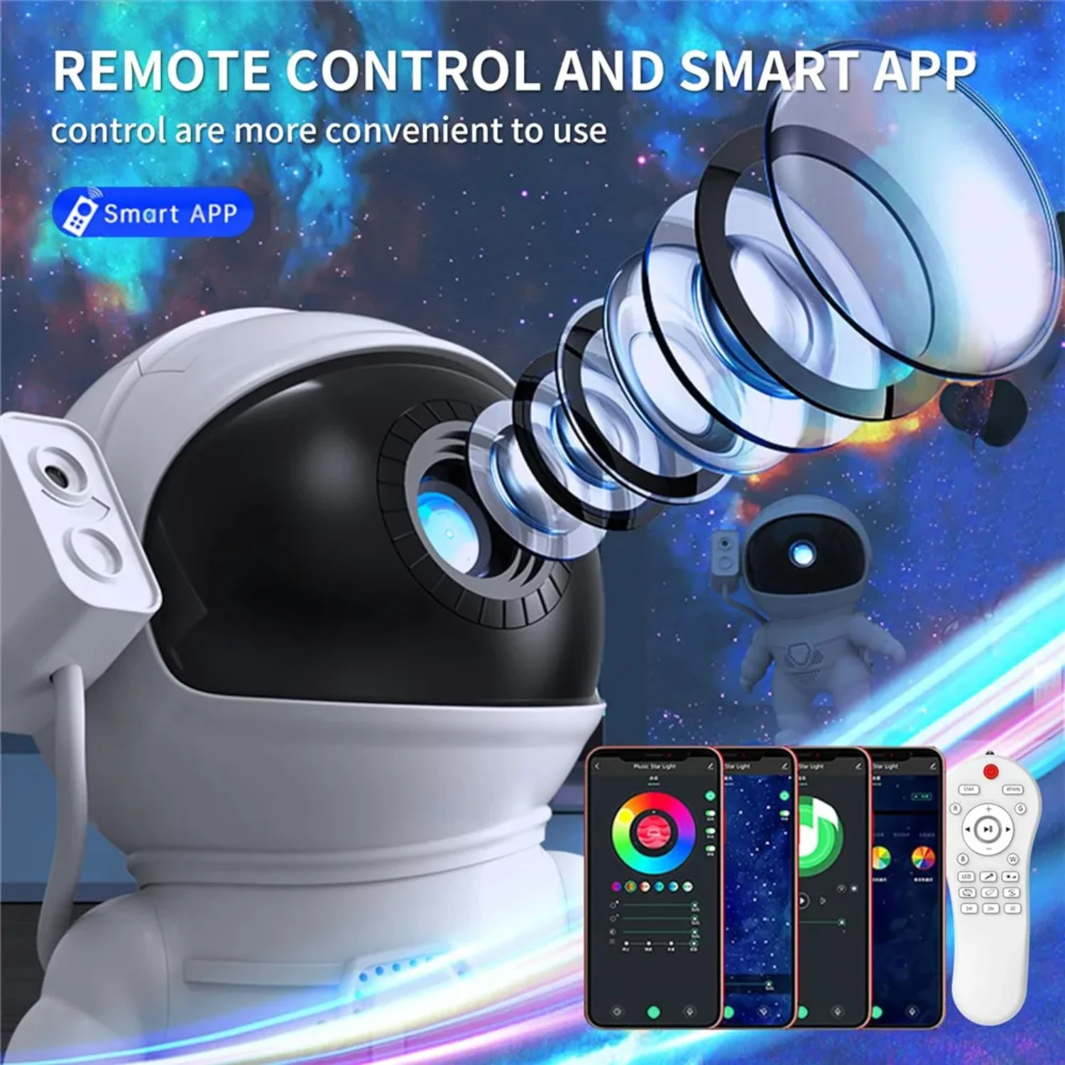 New Star Astronaut Projection Light Starry Sky Projection Light camera da letto Night Light telecomando Rocket Nebula Projection L